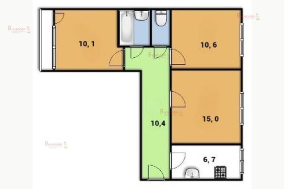 Продажа 3-комнатной квартиры 57,7 м², 6/9 этаж