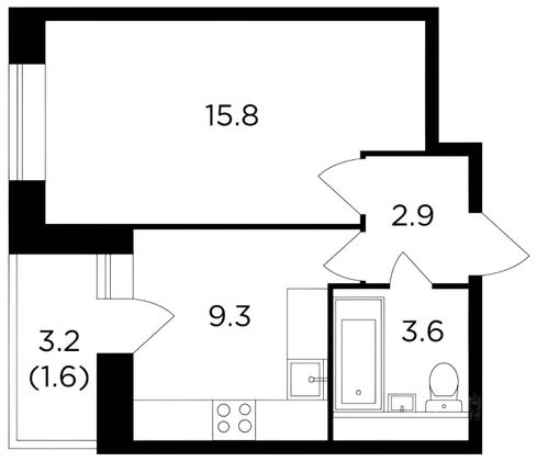 Продажа 1-комнатной квартиры 35 м², 9/16 этаж