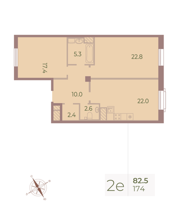 Продажа 2-комнатной квартиры 82,2 м², 7/9 этаж