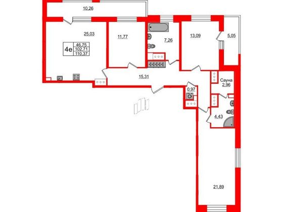 Продажа 3-комнатной квартиры 102,7 м², 13/23 этаж