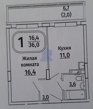 Продажа 1-комнатной квартиры 42,7 м², 9/18 этаж