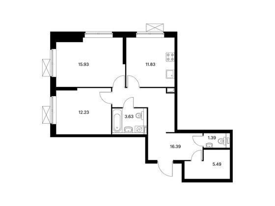 Продажа 2-комнатной квартиры 66,9 м², 12/33 этаж