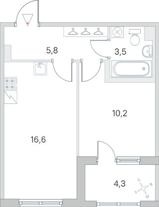 Продажа 1-комнатной квартиры 38,3 м², 2/5 этаж