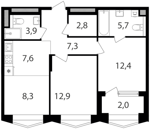 Продажа 2-комнатной квартиры 62,9 м², 16/17 этаж