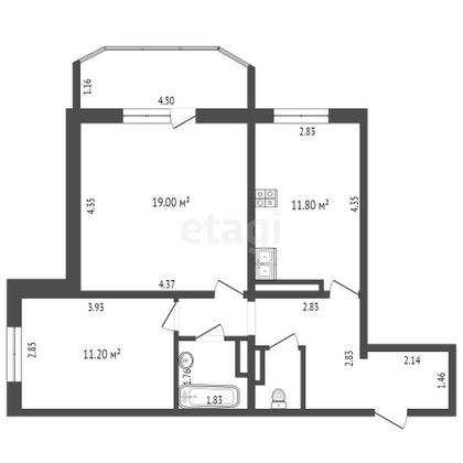 Продажа 2-комнатной квартиры 31,5 м², 2/2 этаж