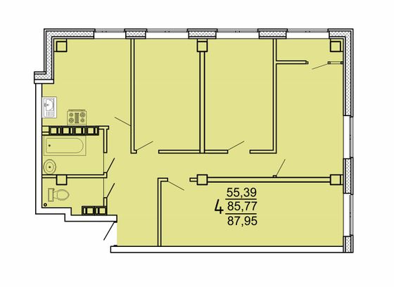 87,9 м², 4-комн. квартира, 20/25 этаж