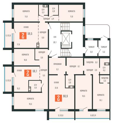 Продажа 2-комнатной квартиры 59,5 м², 1/10 этаж