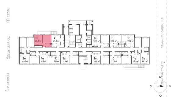 28,8 м², 1-комн. квартира, 1/11 этаж