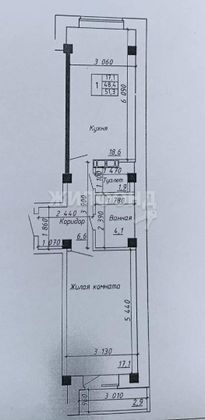 Продажа 2-комнатной квартиры 51,3 м², 6/9 этаж