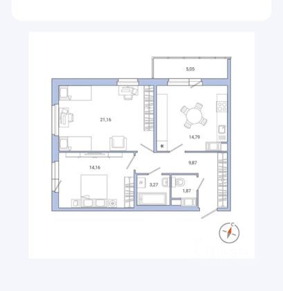 Продажа 2-комнатной квартиры 63,7 м², 14/26 этаж