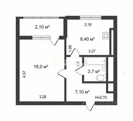 Продажа 1-комнатной квартиры 35,3 м², 3/9 этаж