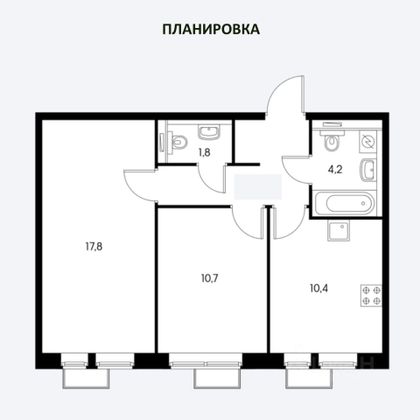 Продажа 2-комнатной квартиры 50,6 м², 6/25 этаж
