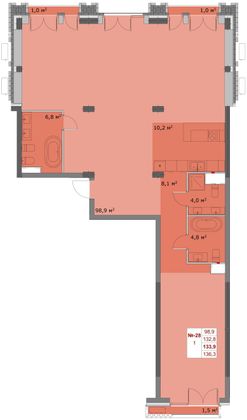 Продажа 3-комнатной квартиры 133,9 м², 4/6 этаж