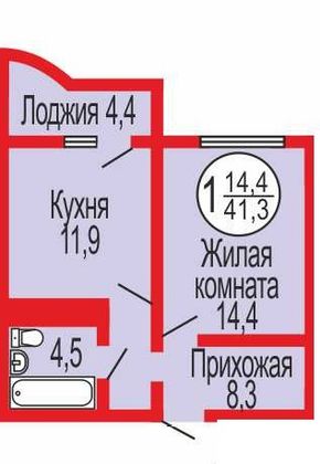 Продажа 2-комнатной квартиры 41 м², 16/17 этаж