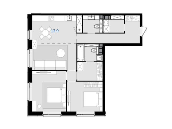 83,2 м², 3-комн. квартира, 36/47 этаж