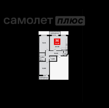 Продажа 2-комнатной квартиры 74,2 м², 19/20 этаж