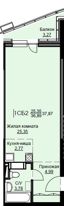 Продажа квартиры-студии 37,9 м², 6/17 этаж