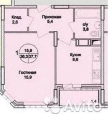 Продажа 1-комнатной квартиры 38 м², 10/21 этаж