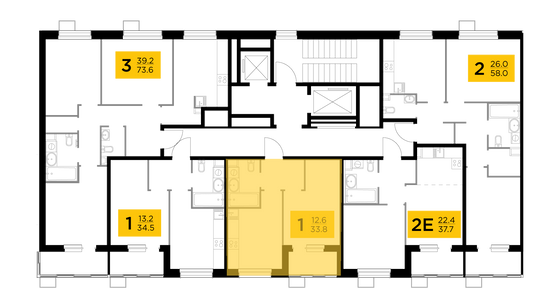 Продажа 1-комнатной квартиры 33,8 м², 12/14 этаж