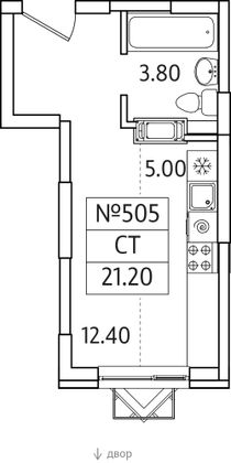 Продажа квартиры-студии 21,2 м², 22/25 этаж