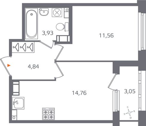 Продажа 1-комнатной квартиры 36,6 м², 4/17 этаж