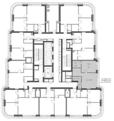 Продажа 1-комнатной квартиры 41,2 м², 36/53 этаж