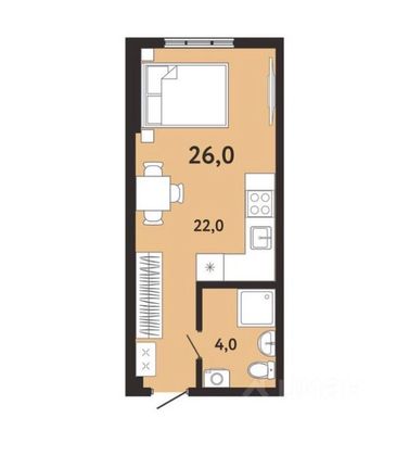 Продажа 1-комнатной квартиры 26 м², 2/8 этаж