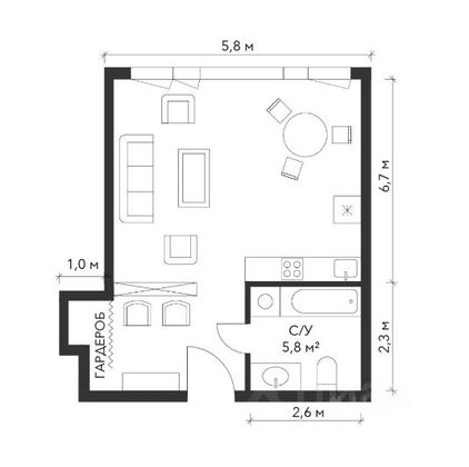 Продажа 1-комнатной квартиры 41 м², 7/10 этаж