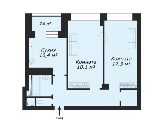 Продажа 2-комнатной квартиры 67 м², 19/24 этаж