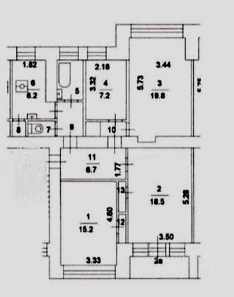 Продажа 3 комнат, 72,5 м², 5/7 этаж