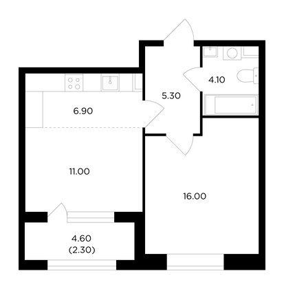 Продажа 2-комнатной квартиры 45,6 м², 6/17 этаж