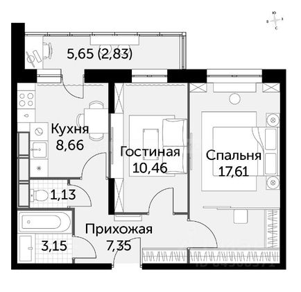Продажа 2-комнатной квартиры 51,3 м², 16/19 этаж