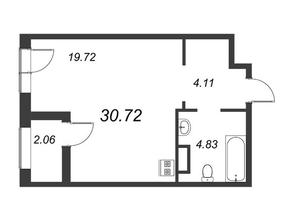 Продажа квартиры-студии 30,7 м², 6/8 этаж