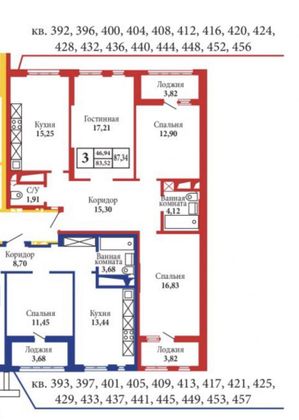 Продажа 3-комнатной квартиры 85 м², 16/17 этаж