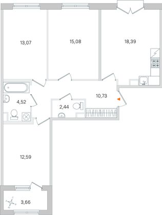 Продажа 3-комнатной квартиры 78,7 м², 2/4 этаж