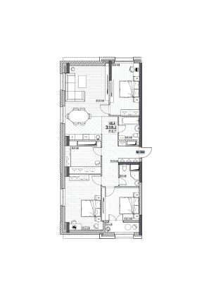 Продажа 3-комнатной квартиры 112,7 м², 22/24 этаж