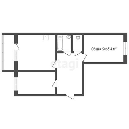 Продажа 2-комнатной квартиры 63,4 м², 9/9 этаж