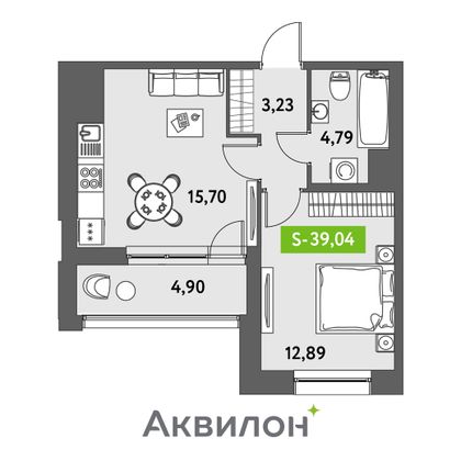 39 м², 1-комн. квартира, 11/12 этаж