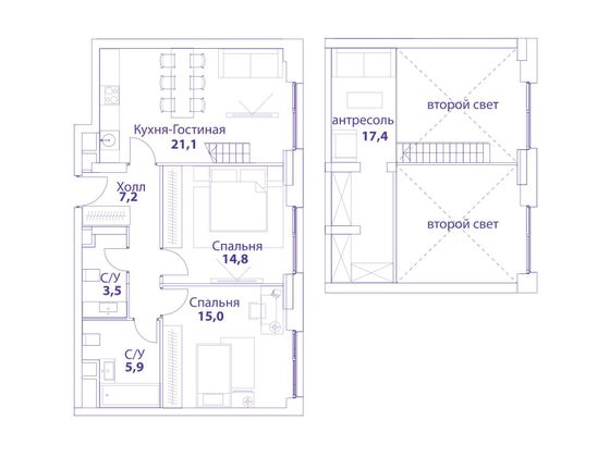 Продажа 2-комнатной квартиры 86,1 м², 10/10 этаж