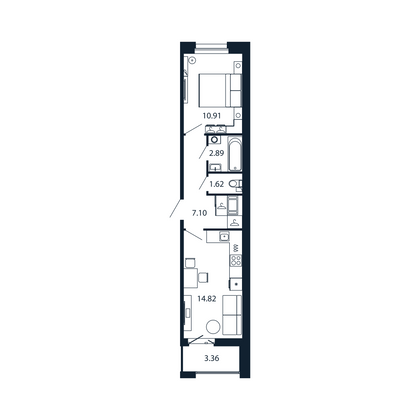 Продажа 1-комнатной квартиры 39 м², 8/12 этаж