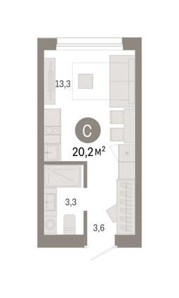 20,2 м², студия, 2/9 этаж