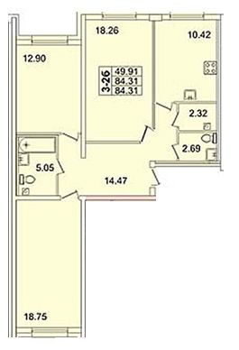 Продажа 3-комнатной квартиры 84,8 м², 1/30 этаж