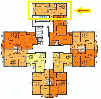 Продажа 2-комнатной квартиры 54,6 м², 22/24 этаж