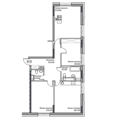 Продажа 3-комнатной квартиры 95,4 м², 4/24 этаж