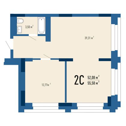 Продажа 1-комнатной квартиры 56,3 м², 8/30 этаж