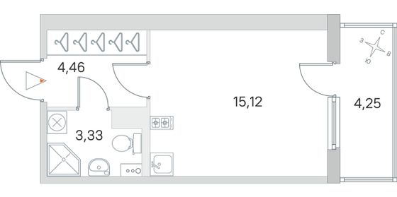 Продажа квартиры-студии 24,2 м², 3/4 этаж