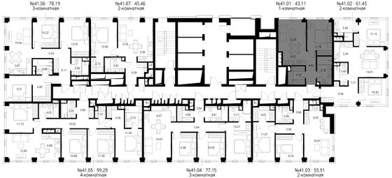 Продажа 1-комнатной квартиры 43,1 м², 41/48 этаж