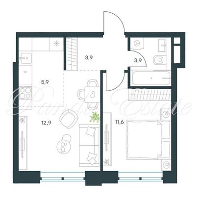 Продажа 2-комнатной квартиры 38,2 м², 7/32 этаж