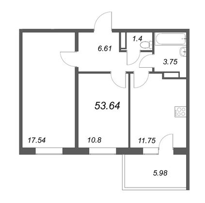 Продажа 3-комнатной квартиры 53,6 м², 4/5 этаж