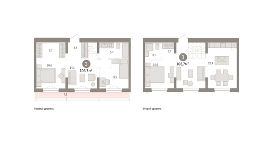 Продажа 3-комнатной квартиры 103,7 м², 6/7 этаж